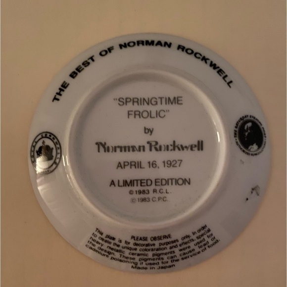 NORMAN ROCKWELL “Springtime” Decorative Porcelain Plate Vintage 3 1/4 in - Picture 6 of 7